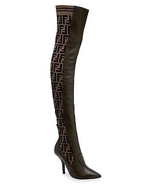 fendi thigh high ankle|fendi green leather thigh high.